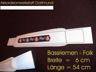 Bassriemen, 6cm - Folk Weiß