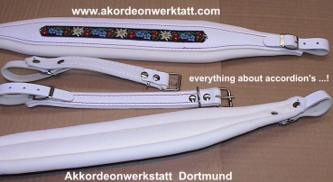 8cm Akkordeongurte,Accordion Straps,Bretelles,(Folk-Weiß)