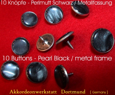 10 Knöpfe D=15 Perlmutt-Schwarz  / Metallfassung