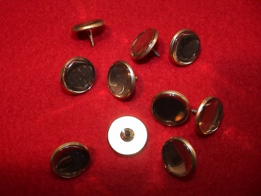 10 Spiegel Knöpfe (Gold / Schraube) D=15mm