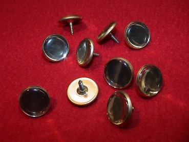 10 Spiegel Knöpfe (Gold / Schraube) D=9,5mm
