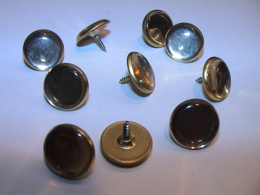 10 Spiegel Knöpfe (Silber / Schraube) D=15mm