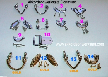 Nr 5=  1 Paar, 1 pair (Farbe / color: Chrom)Tragriemenbügel Oval