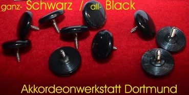 10 Diskant-Knöpfe, ganz Schwarz (mit Schraube) D17mm