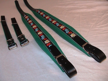 6cm Akkordeongurte,Accordion Straps,Bretelles,(Folk-Grün)