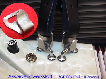 2 x Metall- Haken für Akkordeon- Riemen / Gurte, 2 x hook for ac