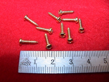Nr. 7 - 10 x Diskantverdeck Schrauben 2x9mm (Farbe: Gold) Kreuz