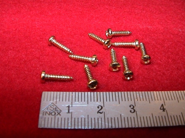 Nr. 7 - 10 x Diskantverdeck Schrauben 2x9mm (Farbe: Gold) Kreuz