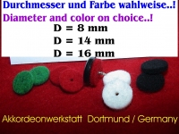 50 felts for accordion buttons, D = 16mm, RED