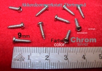 Nr.8=10xaccordion Grille screws 2x9mm SILVER, Kreuz